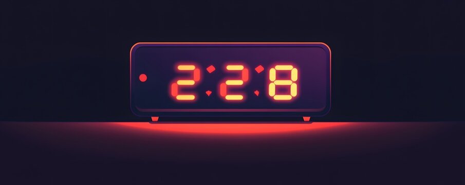 A digital clock displaying 2:28 with a sleek design and a glowing red display, perfect for illustrating time management themes.