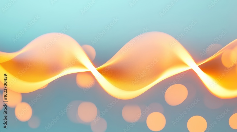 Poster abstract waves of light create a mesmerizing pattern against a soft blue background, ai