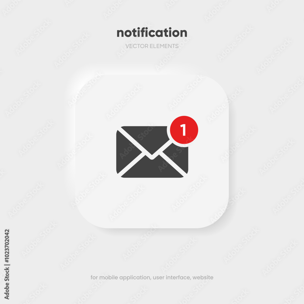 Aufkleber new message notification concept on realistic smartphone mockup. new email pop up. incoming, open me