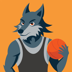 Wolf is standing with basketball!