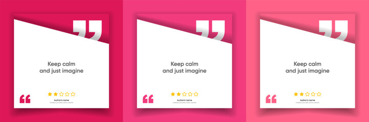 Fototapeta premium 3D bubble testimonial banner, quote, infographic. Social media post template designs for quotes. Empty speech bubbles, quote bubbles and text box. Vector Illustration EPS10.