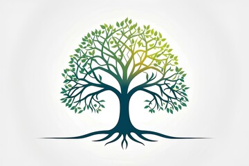 Obraz premium green tree illustration with colorful leaves symbolizing growth and nature