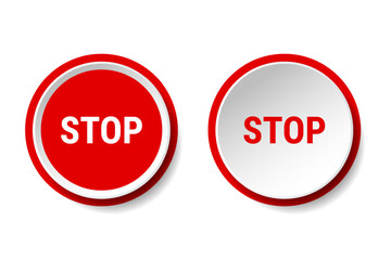 Traffic stop icon design. Set of traffic stop sign icon in trendy flat style design. Vector illustration. Wrong mark. False icon. Stop and do not enter sign icon. Warning and attention.