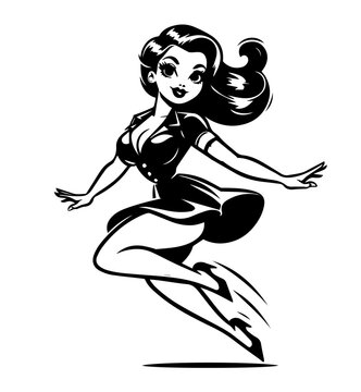 recommend clip art: pinup girl silhouette in a playful dress cartoon style vector design for fun illustrations