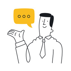 Businessman with Speech Bubble Icon. Doodle style with an editable stroke.