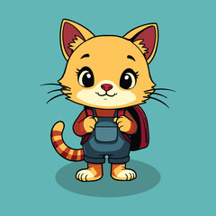 Cute cat vector illustration.  Happy Cat