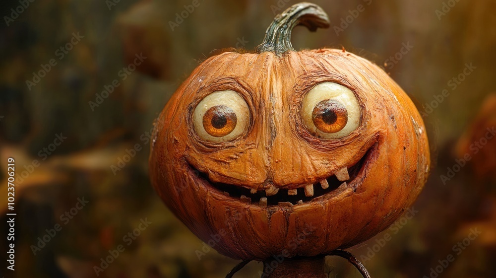 Wall mural Cheerful pumpkin monster portrait