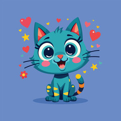 Cute cat vector illustration.  Happy Cat