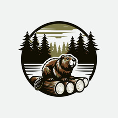 beaver logo design, vector illustration Canadian icon logo design concept. Beaver day illustration. Beaver Mascot Logo for Sport and Esport, Cartoon Beaver Mascot. © Sakib