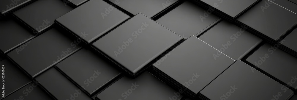 Poster abstract background, 3d rendering of geometric shapes with matte black in a seamless looping pattern