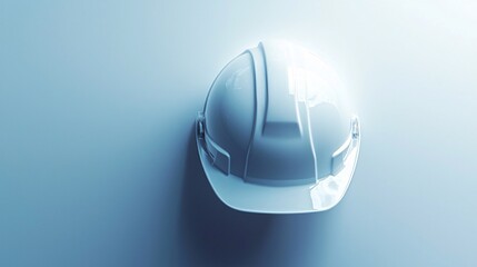 Minimalist Bright White Safety Helmet on a Plain Background for Construction and Industrial Safety Concepts