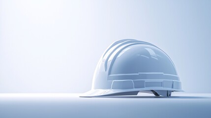 Fototapeta premium Minimalist Bright White Safety Helmet on a Plain Background, Ideal for Construction and Safety Themes