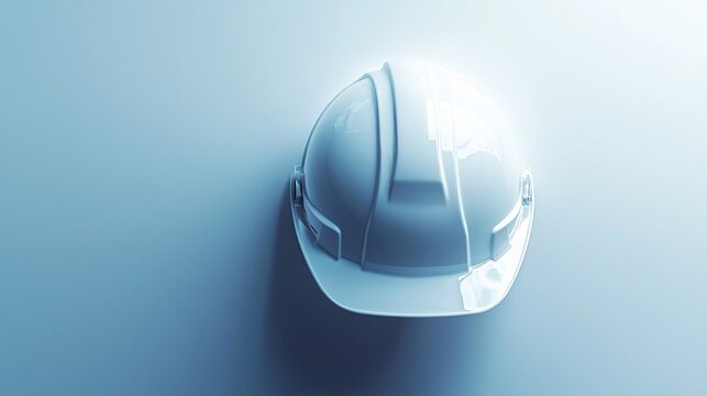 Minimalist Bright White Safety Helmet on a Plain Background for Construction and Industrial Safety Concepts