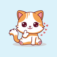 Cute cat vector illustration.  Happy Cat