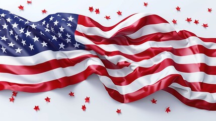 Close up of American flag with vibrant red, white, and blue colors