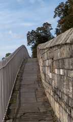 Path along the top of the ancient city wall in York City, North Yorkshire