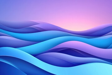 Fototapeta premium Abstract background with blue waves and a purple sky 3D render, smooth gradient, wallpaper design, landscape, gradient sky, soft lighting, blue abstract hills, blue curves Generative AI