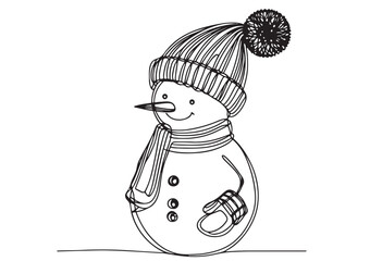 Doodles funny snowman. Winter sketch illustration in vector format