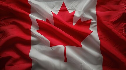 Canadian national flag with red maple leaf and white background