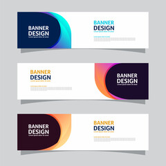 Vector set of landscape banner background design concept. Colorful background business layout template