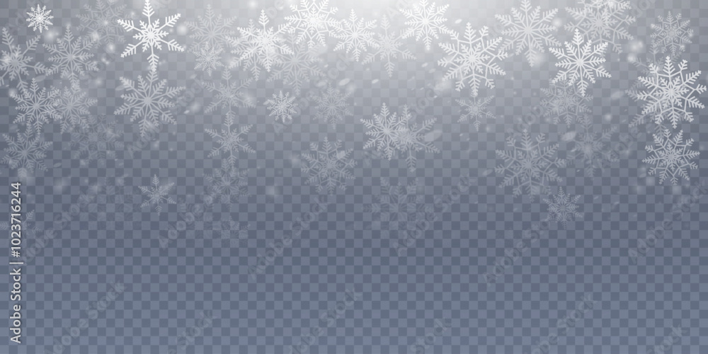 Poster christmas cold blizzard effect with snow. vector texture cold winter wind with snowflakes on transpa