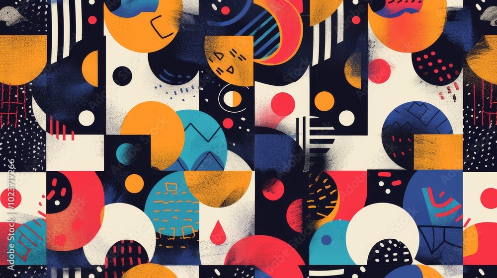 Poster a colorful abstract painting with many different shapes and sizes of circles