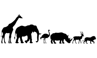Vector silhouette of wild animal on white bakground.