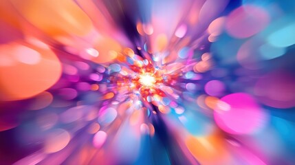 Abstract Colorful Blurred Bokeh with Radiating Light