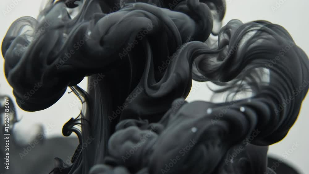 Aufkleber black ink swirls and dances in a clear liquid, creating a mesmerizing abstract pattern