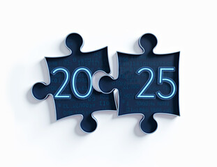 two connected puzzles with numbers 2025