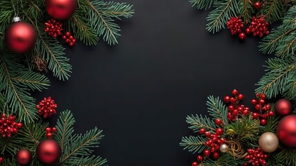 Free Photo christmas wreath with bells and ribbon greeting card Christmas border with copy space festive background
  