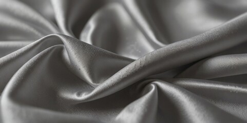 Fototapeta premium A panorama background of white silver silk fabric with a beautiful, soft, and natural blur pattern. AI generated.