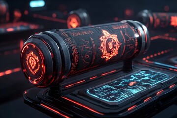 A magical library where ancient scrolls and modern digital tablets hover in the air, merging knowledge from the past and future