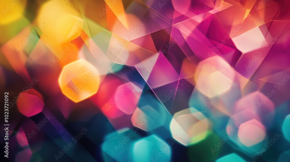 Poster abstract colorful bokeh background with geometric shapes