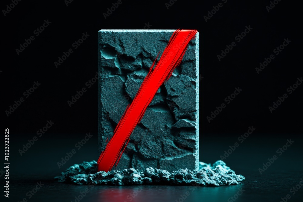 Poster A minimalist design showing a bold red line slashing through a price, symbolizing a significant price cut