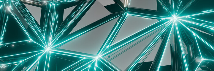 Futuristic 3D abstract neon network illustration