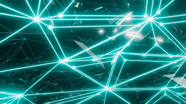 Futuristic 3D illustration of an abstract data network