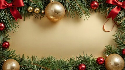 Free Photo christmas wreath with bells and ribbon greeting card Christmas border with copy space festive background
  