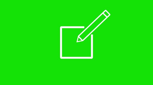 Edit icon animation on transparent green background.  edit file symbol flat design