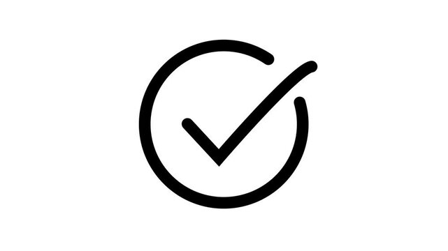 Check mark animation icon. Approved tick mark icon animation on white background. Correct, success sign.