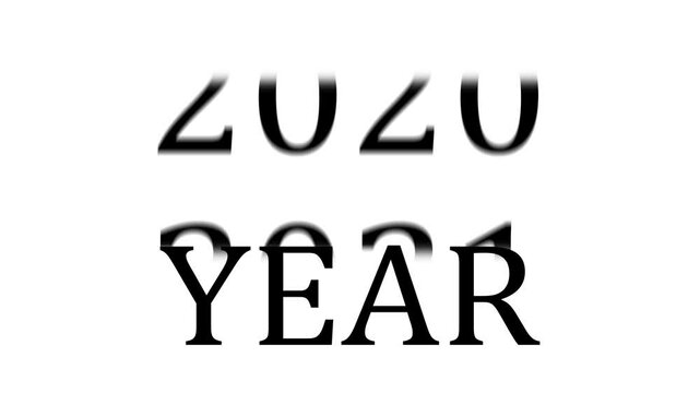 Analog counter counting up from 2014 to 2025 years animation on white background.