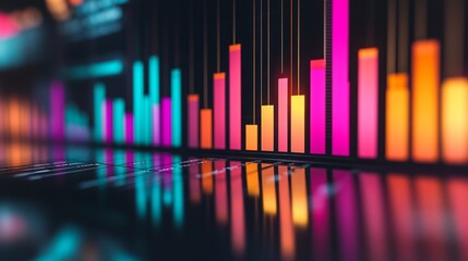 Fototapeta premium Colorful Data Visualization with Bars and Reflections
