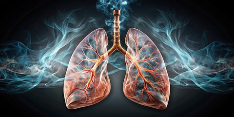 Medium shot of lungs affected by smoking