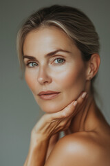beautiful mid age woman with beautiful skin, fighting time and age beauty concept