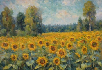 Fototapeta premium The rays of the sun dance between the brush and its canvas. The scene captures the fleetingness of the moment and the joy of summer.