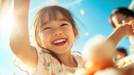 Culinary Exploration: Joyful Family at Japanese Food Festival Tasting Mochi and Ramen