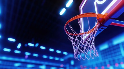 Basketball Hoop Close-Up with Dramatic Lighting