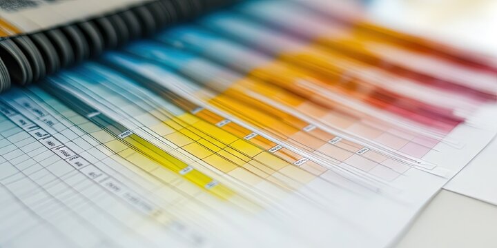 spreadsheet printouts showing material schedules for interior design of office