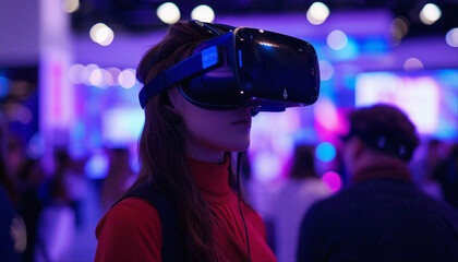 Woman wearing VR glasses
