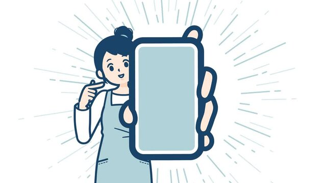 apron woman_smartphone zoomup_with alpha channel